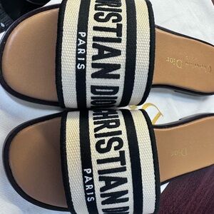 Christian Dior Beige and Black Slides